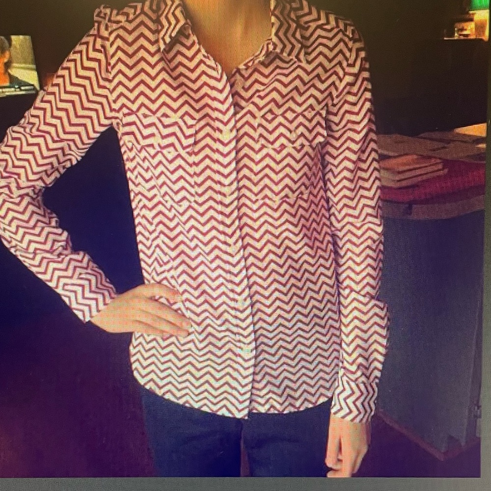American Eagle Outfitters Purple and White Chevron Shirt